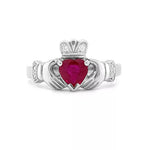 Claddagh Engagement Ring With Heart-shaped Precious Gemstone And Diamonds