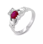 Claddagh Engagement Ring With Heart-shaped Precious Gemstone And Diamonds