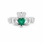 Irish Claddagh Ring with Precious Gemstone Heart And Diamonds