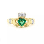Claddagh Wedding Ring Set Adorned With Heartshaped Gemstone And Diamonds