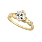 Claddagh Ring with Heartshaped Lab Diamond
