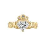 Claddagh Ring with Heartshaped Lab Diamond
