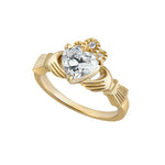 Claddagh Ring with Heartshaped Lab Diamond