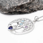 Birthstone Family Claddagh Tree of Life Necklace