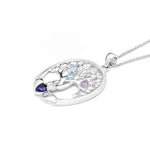 Birthstone Family Claddagh Tree of Life Necklace