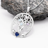 Birthstone Family Claddagh Tree of Life Necklace