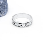 Gents Gold Claddagh Celtic Knot Wedding Band With Diamonds