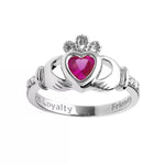 Yellow or White Gold Claddagh Birthstone Ring