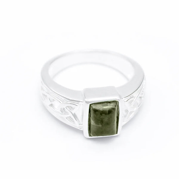 Connemara Marble Sterling Silver Celtic Knot Ring