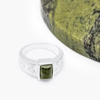 Connemara Marble Sterling Silver Celtic Knot Ring