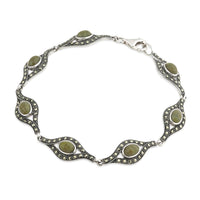 Connemara Marble & Marcasite Celtic Bracelet in Sterling Silver