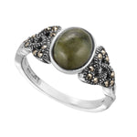 Connemara Marble & Marcasite Silver Trinity Knot Ring