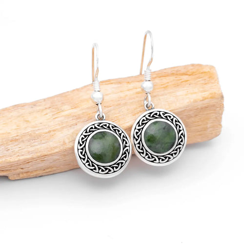 Connemara Marble Celtic Knot Pendant and Drop Earrings Gift Set