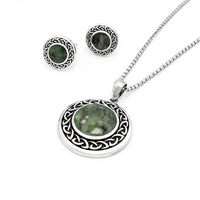Connemara Marble Celtic Knot Pendant and Stud Earrings Gift Set