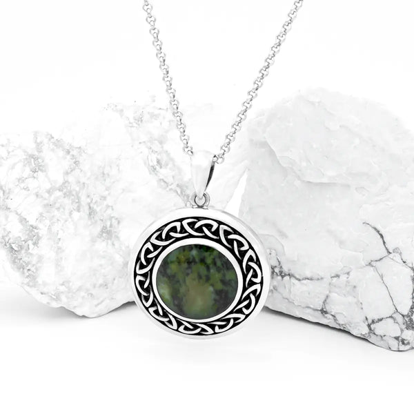 Connemara Marble Celtic Knot Pendant and Stud Earrings Gift Set