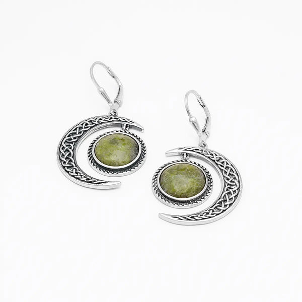 Connemara Marble Celtic Sun and Moon Earrings