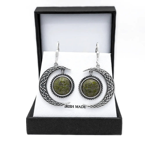 Connemara Marble Celtic Sun and Moon Earrings