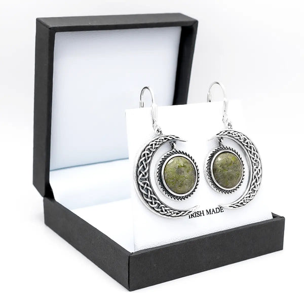 Connemara Marble Celtic Sun and Moon Earrings