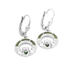 Sterling Silver Connemara Marble Claddagh Drop Earrings
