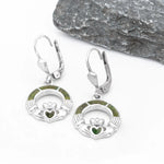 Sterling Silver Connemara Marble Claddagh Drop Earrings