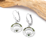 Sterling Silver Connemara Marble Claddagh Drop Earrings