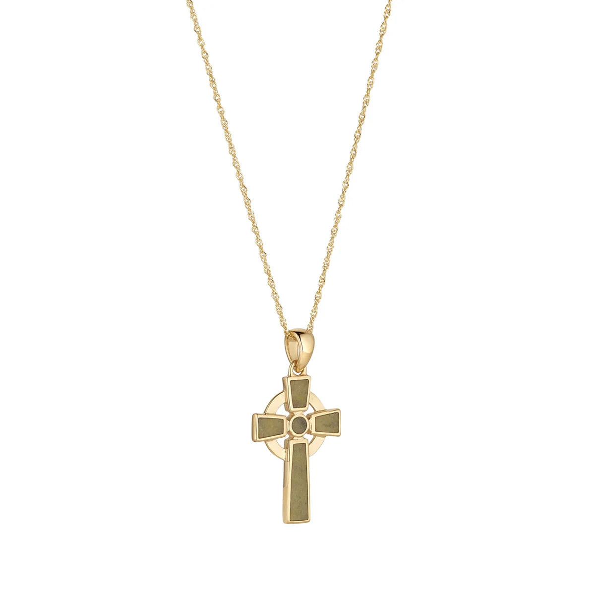 Connemara Marble Gold Celtic Cross Necklace – view 2