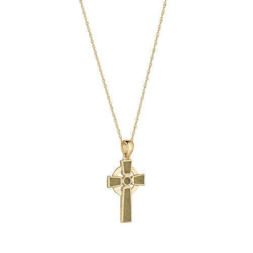 Connemara Marble Gold Celtic Cross Necklace