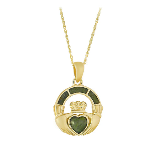 Connemara Marble Gold Claddagh Necklace