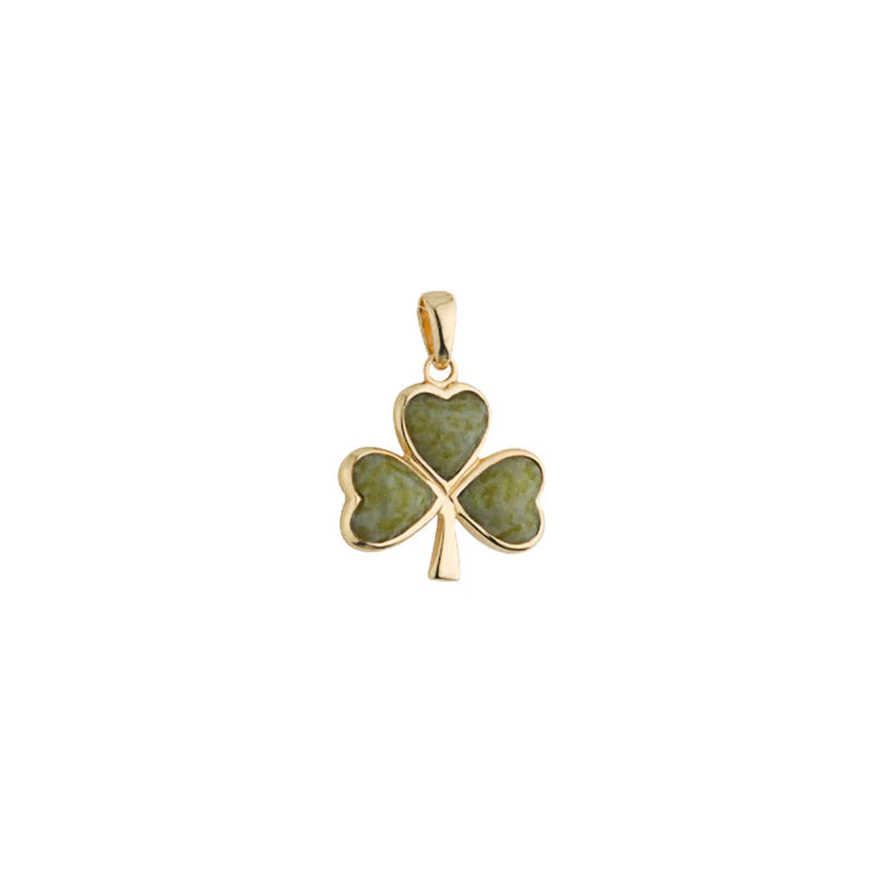 Connemara Marble Gold Shamrock Charm