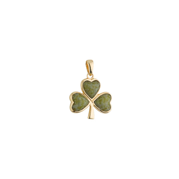 Connemara Marble Gold Shamrock Charm