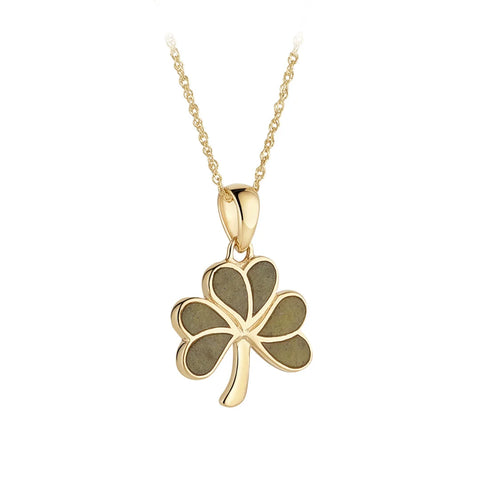Connemara Marble Gold Shamrock Necklace