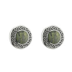 Silver Connemara Marble Round Celtic Stud Earrings