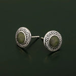 Silver Connemara Marble Round Celtic Stud Earrings