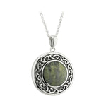 Silver Connemara Marble Round Celtic Knot Pendant