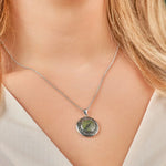 Silver Connemara Marble Round Celtic Knot Pendant