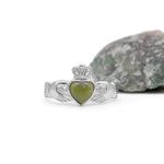 Connemara Marble Claddagh Ring With Celtic Weave Band
