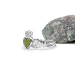 Connemara Marble Claddagh Ring With Celtic Weave Band