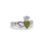 Connemara Marble Claddagh Ring With Celtic Weave Band