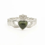 Connemara Marble Claddagh Ring With Celtic Weave Band