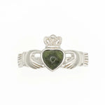 Connemara Marble Claddagh Ring With Celtic Weave Band