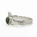 Connemara Marble Claddagh Ring With Celtic Weave Band