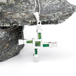 Sterling Silver St Brigids Cross Pendant Set With Connemara Marble