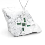 Sterling Silver St Brigids Cross Pendant Set With Connemara Marble