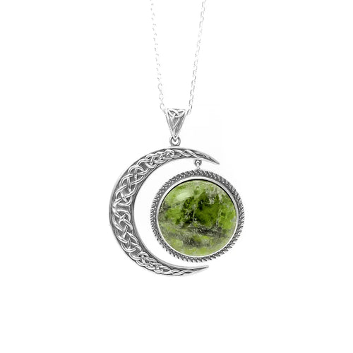 Connemara Marble Sterling Silver Sun and Moon Pendant