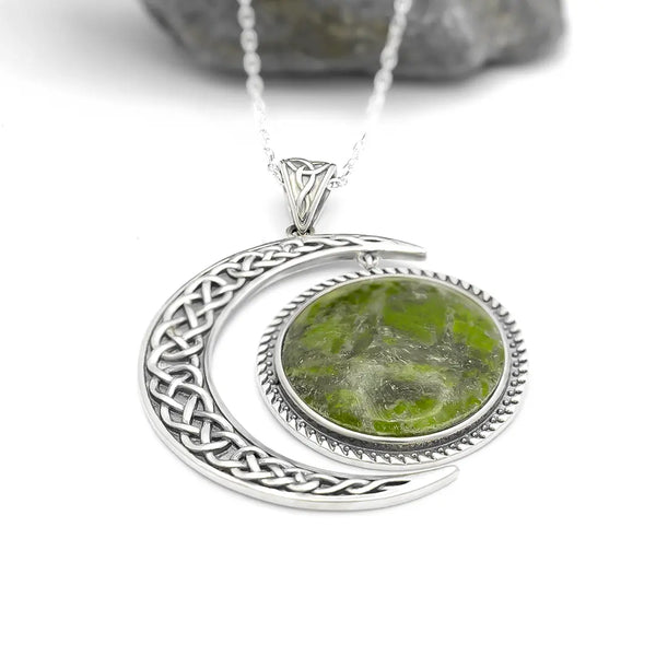 Connemara Marble Sterling Silver Sun and Moon Pendant