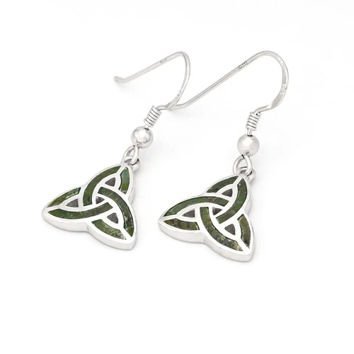 Connemara Marble Silver Trinity Knot Drop Earrings