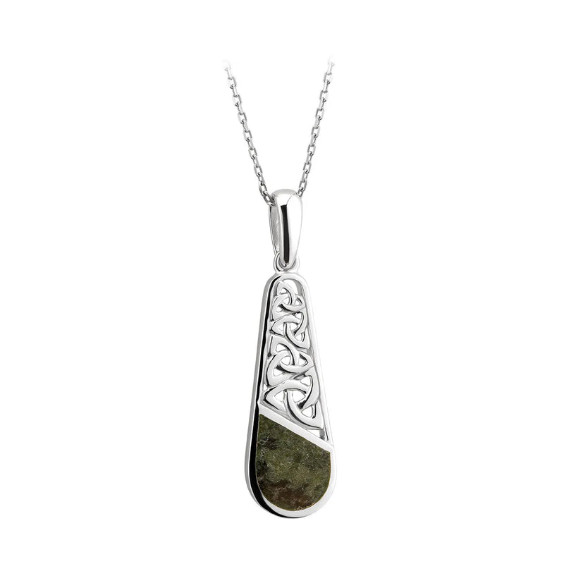 Connemara Marble Trinity Knot Pendant in Sterling Silver
