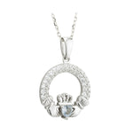 Sterling Silver Claddagh Birthstone Necklace