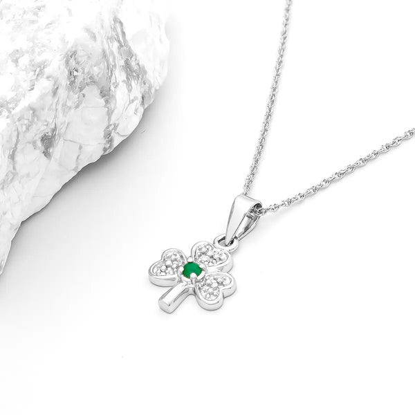 Emerald and Diamond Shamrock Necklace