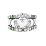 Claddagh Ring With White And Green Diamonds